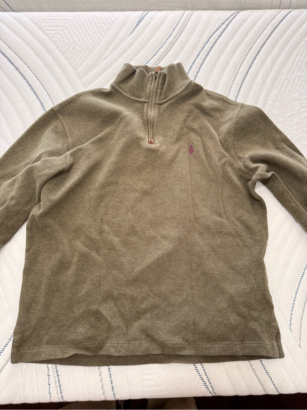 Ralph Lauren Olive Green Quarter-Zip Pullover Sweater